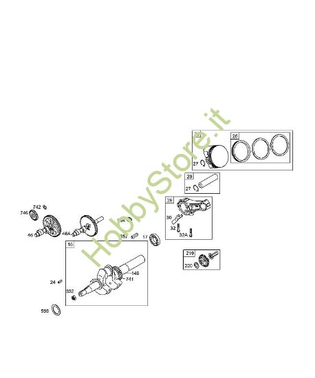D - Camme, albero motore, gruppo pistoni B&S - 12 €¦ 126492-0165-E1 brand Stihl